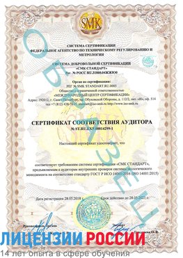 Образец сертификата соответствия аудитора №ST.RU.EXP.00014299-1 Нижнеудинск Сертификат ISO 14001